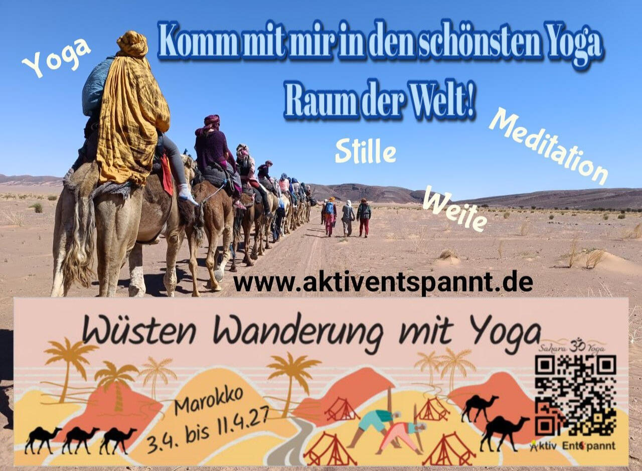 Yoga und Wandern in der Sahara mit Sylvia Ellingen und Sahara Yoga Sicher geführt von Sahara Yoga Wandern wir durch den schönsten Yoga Raum der Welt!